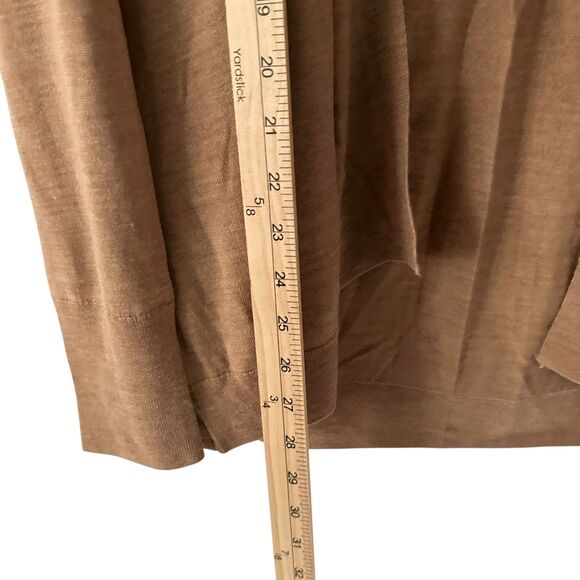 Tahari Brown Beige Superfine Merino Wool and Silk Open Cardigan Size L - Picture 5 of 5